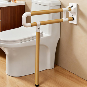 Wood Grain Bathroom <b>Grab</b> <b>Bar</b> 150 Lb Capacity Foldable Wall Mounted For Elderly Safety Modern Design - Product Image 1