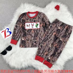 Velluto 2 pezzi manica lunga per bambini vestito festa Happy Christmas tema pronto per spedire le ragazze Set di abbigliamento consegna rapida - Product Image 2