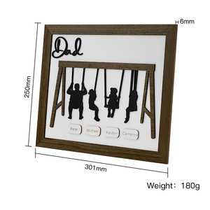 Panneau en bois écologique <span class=keywords><strong>personnalisé</strong></span> peint à la main ensemble de balançoire décor de table signe avec nom d'enfants cadeau de fête des pères - Product Image 2