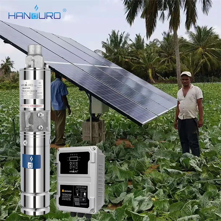 Handuro 24V 120W 1.2m ^ 3/h 56M Água de Poço Profundo Bomba Submersível Movido a energia solar