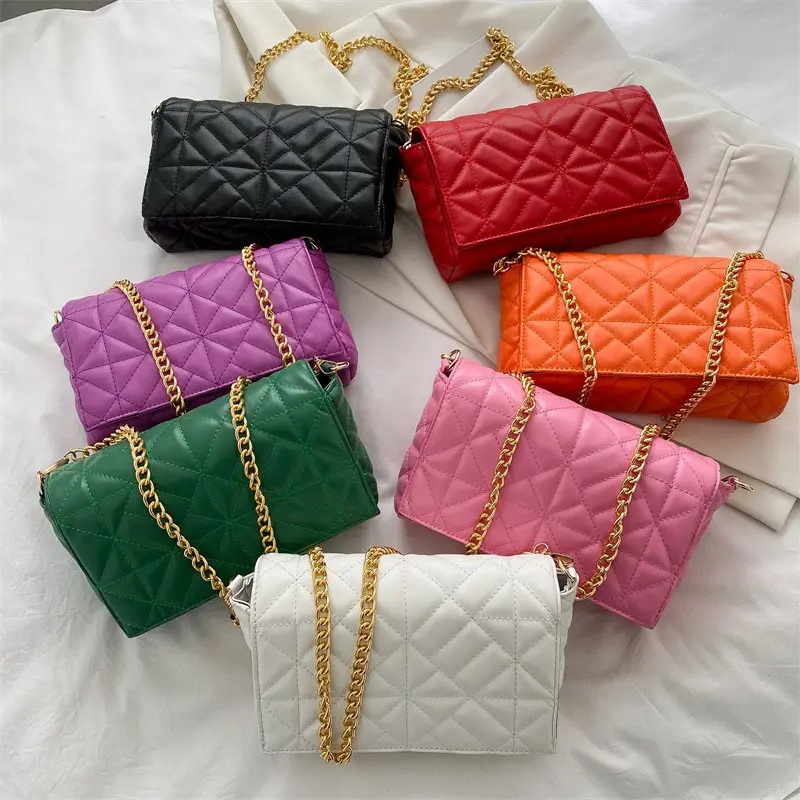 Fashion Luxury Ins Ladies Handbag Wholesale Women High Quality Gold Chain Woman PU Designer Crossbody Shoulder Bag