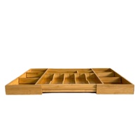 Boîte de rangement à compartiments en bambou de taille moyenne pour couverts, sans couvercle, organisateur de comptoir de cuisine moderne, pour l'exportation
