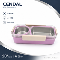 Boîte à lunch bento en acier inoxydable 304, 2 compartiments, étanche, chauffable, de qualité alimentaire, récipient portable pour la préparation des repas, avec couvercle, pour le bureau et l'école