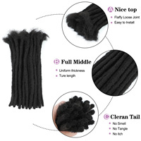 Dreadlock Extensions Loc Extensions Cheveux Humains pour Hommes/Femmes 100% Real Human Hair Permanent Dreadlock Extensions