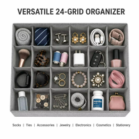Organisateur de tiroir en tissu à 24 compartiments, boîte de rangement grise en non-tissé 80 g/m² à motif imprimé fourmi pour chaussettes, sous-vêtements et soutiens-gorge