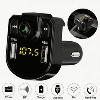 Adaptateur de charge rapide M9 pas cher avec lecteur de carte TF/clé USB, lumière LED et transmetteur FM pour téléphone et chargeur de voiture