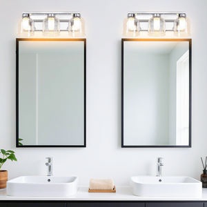 Applique murale moderne de luxe pour salle de bain, finition argentée, abat-jour créatif en double verre transparent, pour hôtel et décoration intérieure - Product Image 3