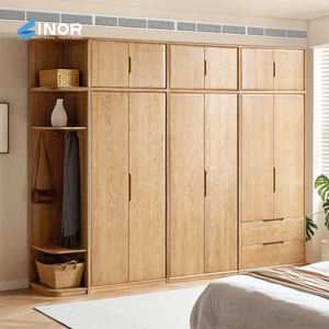 Double Door Solid Wood Wardrobe Cabinet Freestanding <b>Large</b> Storage Durable Wooden <b>Frame</b> for Family Home Room - Product Image 3