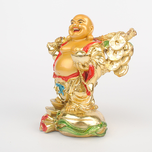 <strong>Standing</strong> Buddha 24k Golden Resin Chinese Lucky Statue Buddhism Style Artistic Painted Indoor Decorative Fengshui <strong>Figurine</strong> - Product Image 2