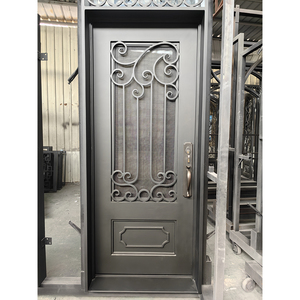 Puertas de Entrada Frontales de Metal Blanco para Casas, Diseño de Puerta de Hierro Forjado Moderno para Exteriores de Villas, Bisagras, Cerraduras Inteligentes con Huella Dactilar y Contraseña - Product Image 1