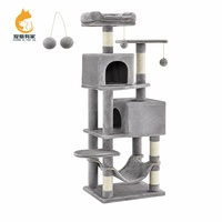 Arbre à chat peu encombrant pour grands chats, 155 cm de haut, tour à chat multi-niveaux avec 2 niches et poteau à gratter en sisal