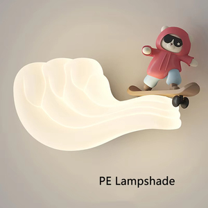 Luces de pared de onda creativas, diseño de dibujos animados, protección ocular, lámpara de pared de cabecera para niños, habitación de niños, luces cálidas para niñas, 220V - Product Image 6