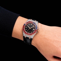 Jam Tangan Mekanik Pria dengan Tali Kulit, Moissanite, dan Baja Anti Karat Ukuran Besar yang Unik dan Modis