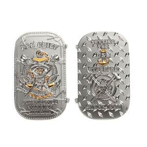 Alliage de haute qualité forme rectangulaire deux tons <span class=keywords><strong>couleur</strong></span> 3D argent plaqué pièces Collection pièce de défi personnalisée pour la Collection - Product Image 1