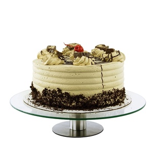 360度ステンレス鋼ベース丸いガラス回転食品サービング盛り合わせカップケーキスタンドケーキデザートスタンドケーキラック - Product Image 1