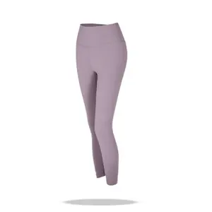 Toptan sıcak satış Spandex Polyester kadın koşu yüksek bel Yoga taytı rahat uzun pantolon özel katı renk Yoga pantolon