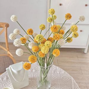 Bouquet de fleurs artificielles Yasunobu, boule dorée, blanc, jaune, orange, vert, polyester, branche unique, décoration de mariage et de maison - Product Image 2