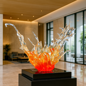 Jingyue tùy chỉnh Gradient nhựa nghệ thuật điêu khắc, trang trí hiện đại hình ngọn lửa cho sảnh khách sạn & không gian sang trọng - Product Image 2