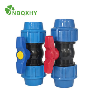 Vanne à boisseau sphérique en PP bleu OEM ODM PN16 haute pression pour raccords de tuyauterie PE pour le traitement de l'eau et l'agriculture - Product Image 1
