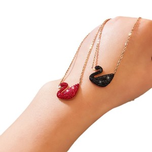 Collar <span class=keywords><strong>de</strong></span> Cadena Cruzada <span class=keywords><strong>de</strong></span> Acero Inoxidable con Cristal <span class=keywords><strong>de</strong></span> Cisne, Estilo INS, para Mujer, Joyería, Regalo para Festivales - Product Image 4