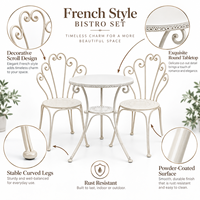 Ensemble bistrot minimaliste de style français en métal, 3 pièces, table et chaises de patio pour jardin, balcon