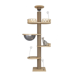 <span class=keywords><strong>Arbre</strong></span> à <span class=keywords><strong>chat</strong></span> de luxe en bois massif, grand et robuste, <span class=keywords><strong>avec</strong></span> enclos pour litière et lit, du sol au plafond, pour chats de grande taille - Product Image 5