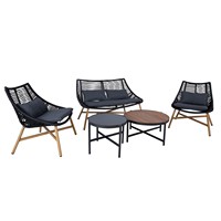 Ensemble de conversation pour balcon Mobilier d'extérieur Patio Bistro Set 4 pièces Ensemble en osier Chaises de jardin en poly rotin Chaise de balcon