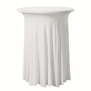 白色氨纶鸡尾酒桌盖合身高顶圆形桌布盖