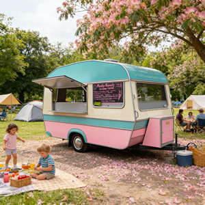 Carrito de Comida Pequeño Montado en Remolque, Mini Carrito de Catering Móvil para Fiestas en el Patio y Reuniones Privadas - Product Image 1