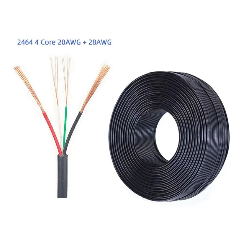 AWM-cable de fecha de 20awg + 28awg, 4 núcleos, USB 2,0, diámetro exterior, 3,8mm, 2464, funda de 4 núcleos, blanco y negro