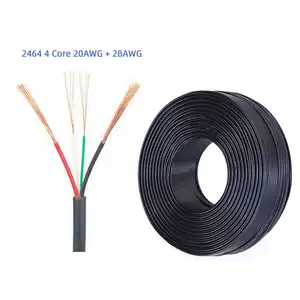 AWM 20awg + 28awg 4 Inti Kabel Data USB 2.0 Diameter Luar 3.8Mm 2464 4 Inti Selubung Kabel Hitam Putih