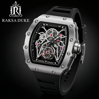 Raksa Duke OEM ODM Automatikuhr mit Skelett-Leuchtzeigern, 30m Wasserdicht, Gehäuse aus Legierung & Glas-Zifferblatt