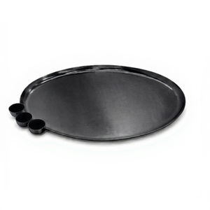 Plateau de service en métal avec finition noire mate pour usage domestique et hôtelier, élégant et durable, pour servir les aliments sur table, en gros chez White Royals - Product Image 1