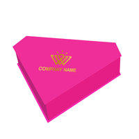 Boîte à extensions de cheveux en forme de diamant avec logo personnalisé, emballage de perruque rose vif, boîte cadeau en carton de luxe pour ensemble cosmétique beauté