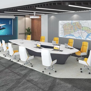 Kích thước lớn hình lục giác hình dạng bề mặt rắn đá phòng hội nghị bảng thông số kỹ thuật họp bàn với ghế và cửa hàng - Product Image 5