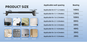 ARODDY Échantillon gratuit de tringle à rideaux de 4.1 à 5.0m <span class=keywords><strong>sans</strong></span> perçage Tringles à rideaux blanches, rails et accessoires Tringles à rideaux noires - Product Image 2