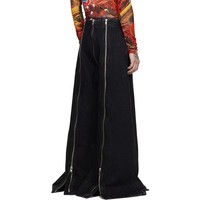 Pantalon en jean noir pour homme, coupe évasée extrême, avec fermeture éclair intégrale, prix d'usine, vente en gros OEM ODM, faible MOQ