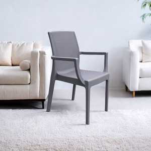 Solid Molded Square Mesh <b>Plastic</b> Chair with Armrests, Portable Lightweight <b>Outdoor</b> Seating <b>Furniture</b> for Home, Office - Product Image 3