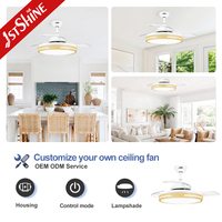 1stshine ventilateur de plafond lumière 42 pouces 110-240v invisible ventilateur de plafond avec lumière et télécommande