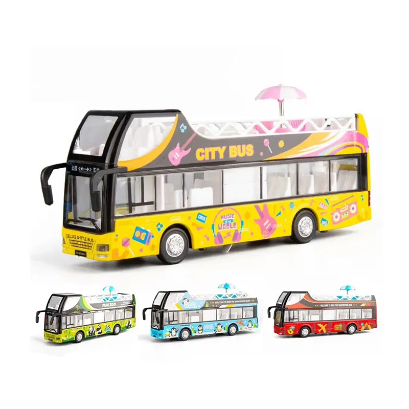 Bemay jouet retirer Double Decker moulé sous pression voiture jouets modèle moulé sous pression jouets véhicules fabricants pour enfants