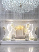 Support de fleurs de mariage, arche personnalisée, toile de fond en PVC, design 3D, arche de mariage blanche avec panneau de toile de fond et éclairage LED pour les événements festifs