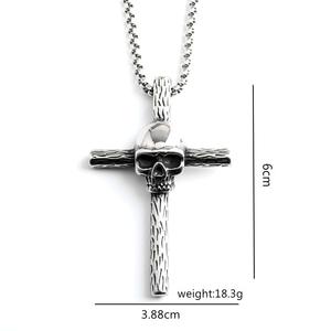 Stainless Steel Men's Pendant Skull <b>Cross</b> Necklace Punk Style Daily Wear Fashion Jewelry - Product Image 5