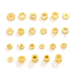 Nantong 14K Gold Plated <b>Copper</b> Spacer Beads With Cubic Zirconia For <b>Bracelet</b> Making DIY Jewelry Accessories Mixed Shapes - Product Image 5