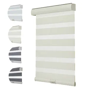 Exquisite Jacquard Craft Cordless White Zebra Blind Shade Dual Layers 35 Inch X 48 Inch Window Blinds Canada