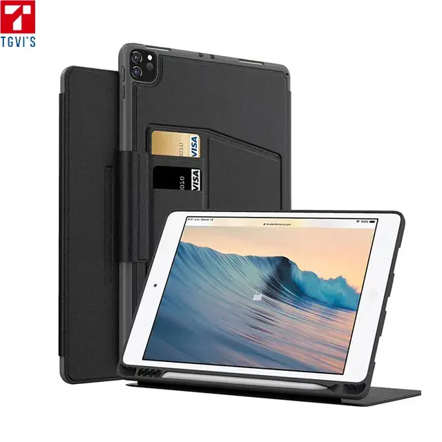 TGVIS High Quality Genuine Leather Business Notebook Computer PU Leather Magnetic Tablet Cover Case For Macbook
