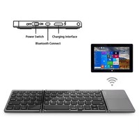 Keyboard Mini nirkabel portabel lipat tiga, aksesori kantor bantalan sentuh, portabel magnetik untuk Windows Android iOS ponsel mekanik