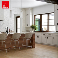 Ensemble complet de meubles haut de gamme pour projet de maisonnette en placage de bois, armoires de cuisine résidentielles luxueuses de style Shaker avec incrustations perlées