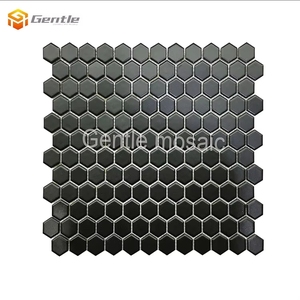 <span class=keywords><strong>Carrelage</strong></span> mural en céramique <span class=keywords><strong>noir</strong></span>, en forme hexagonale, surface mate, mosaïque pour la salle de bain, décoration d'hôtel, 6mm - Product Image 3