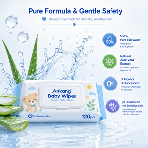 Salviette Umidificate per Bambini OEM Personalizzate, 99,9% Acqua Pura EDI, Senza Profumo, per Pelli Sensibili, Ipoallergeniche per Mani e Bocca - Product Image 2