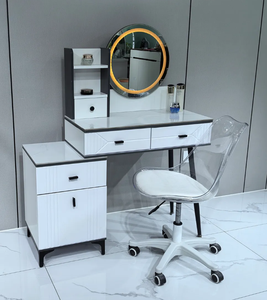 Modern Minimalist Luxury Bedroom Dressing Table with Stone Slab Extendable Smart <strong>Mirror</strong> Storage Cabinet-Integrated Makeup <strong>Vanity</strong> - Product Image 2
